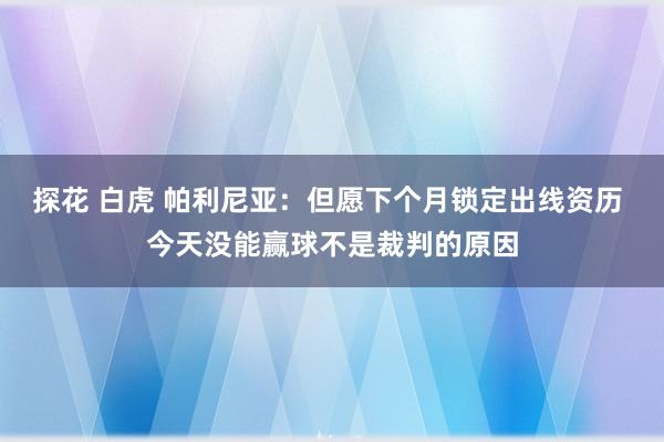 探花 白虎 帕利尼亚：但愿下个月锁定出线资历 今天没能赢球不是裁判的原因